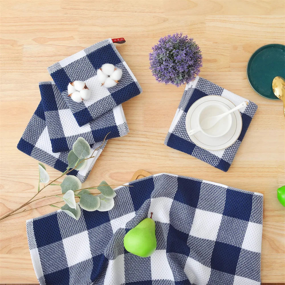 Torchons de cuisine "Esprit Matinal" en Coton Gaufre - Douceur absolue & Chic authentique